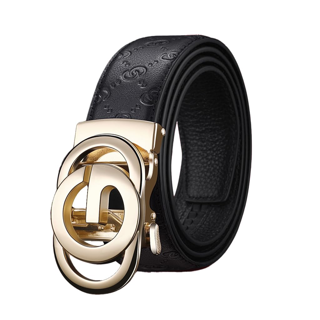GUSTAVE® Men Leather Belt Business Automatic Buckle Belt-Gold GUSTAVE® Men Leather Belt Business Automatic Buckle Belt-Gold
